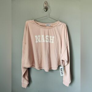 NASH Pink Boxy Boatneck Sweatshirt Oversized Women's Size Small NWT